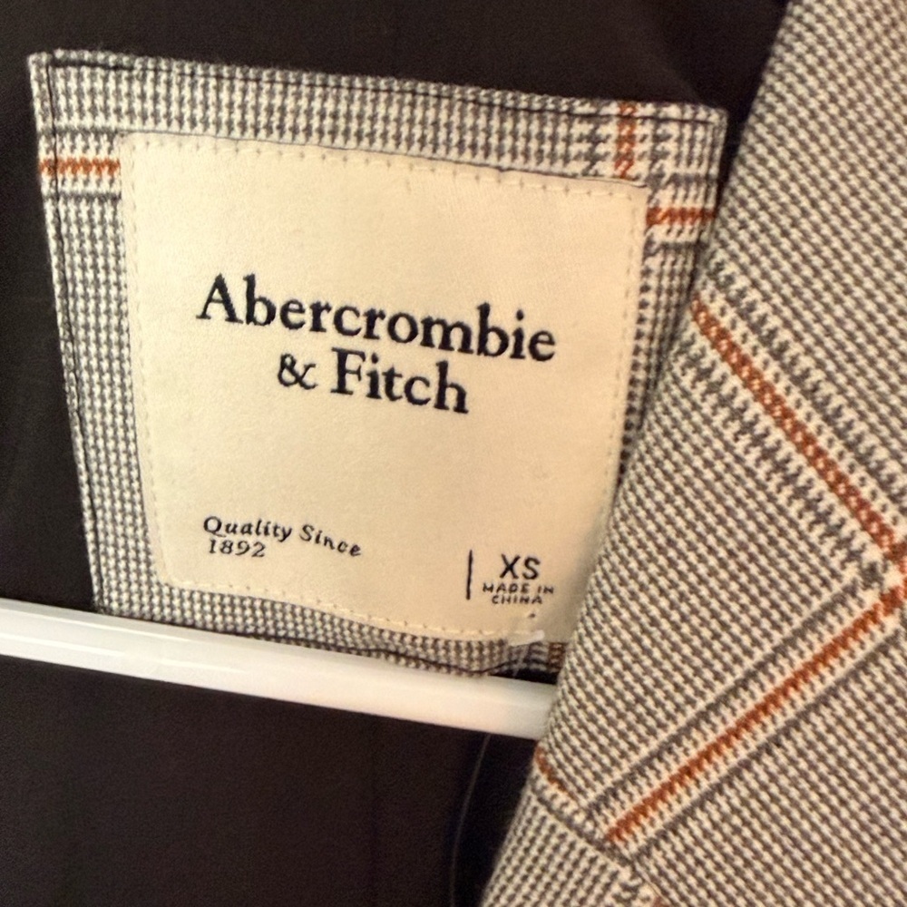 Abercrombie & Fitch Plaid Longline Blazer XS Brown Orange Check - Picture 2 of 7